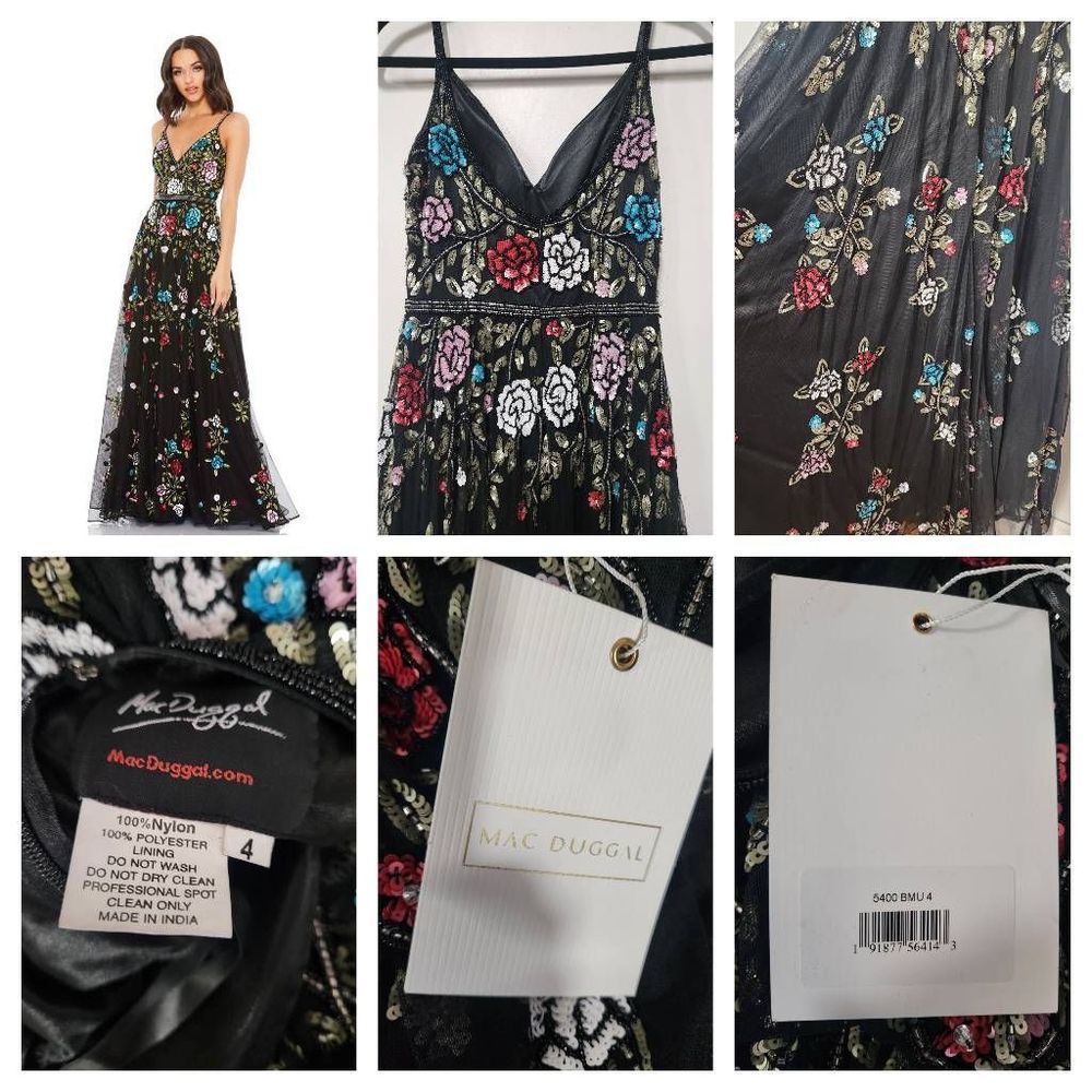NWT Mac Duggal EMBELLISHED FLORAL SEQUINED GOWN Size 4. $698 - Picture 4 of 5